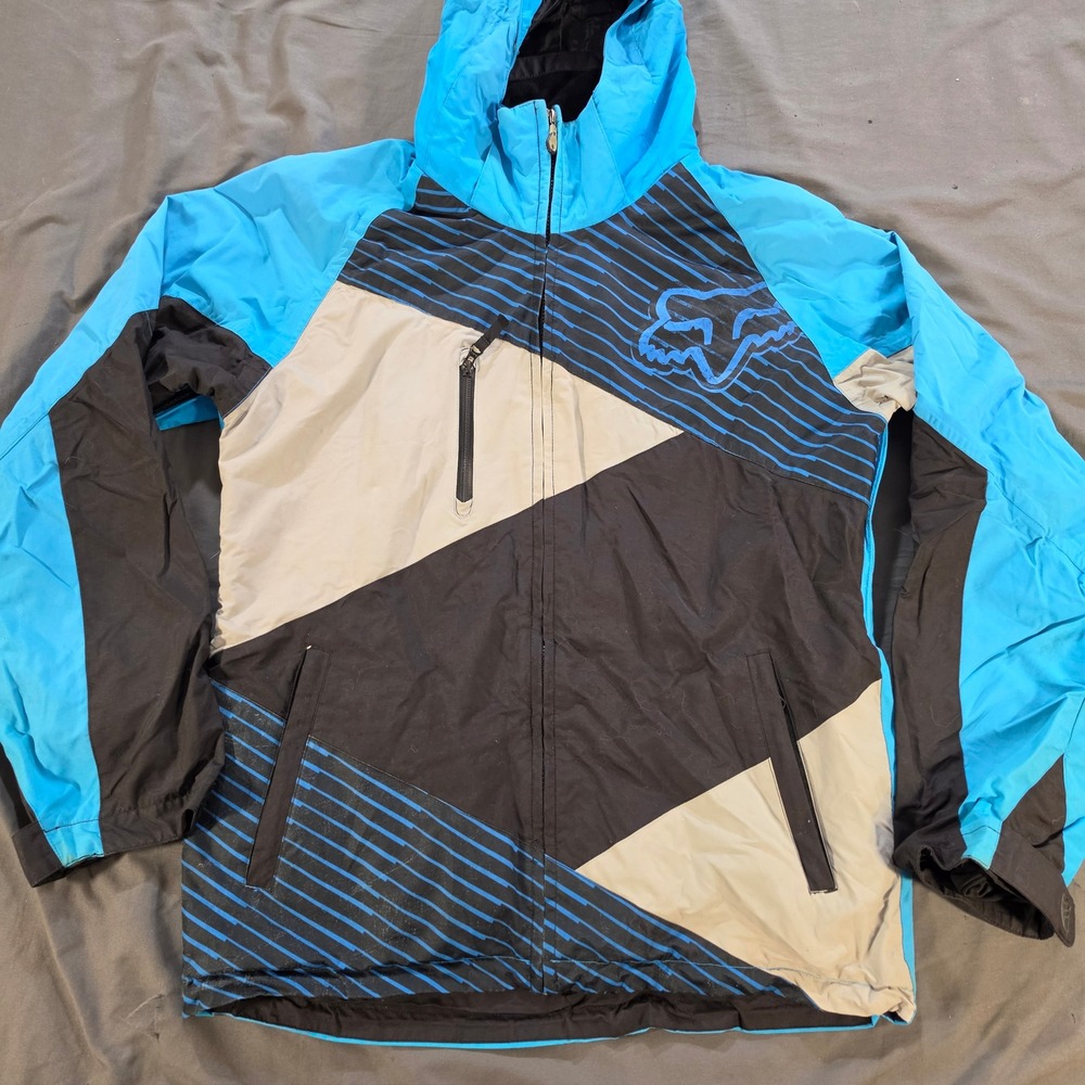 Fox Racing FX-2 Series Tech Ski Jacket Mens Medium Blue Black Colorblock Hooded